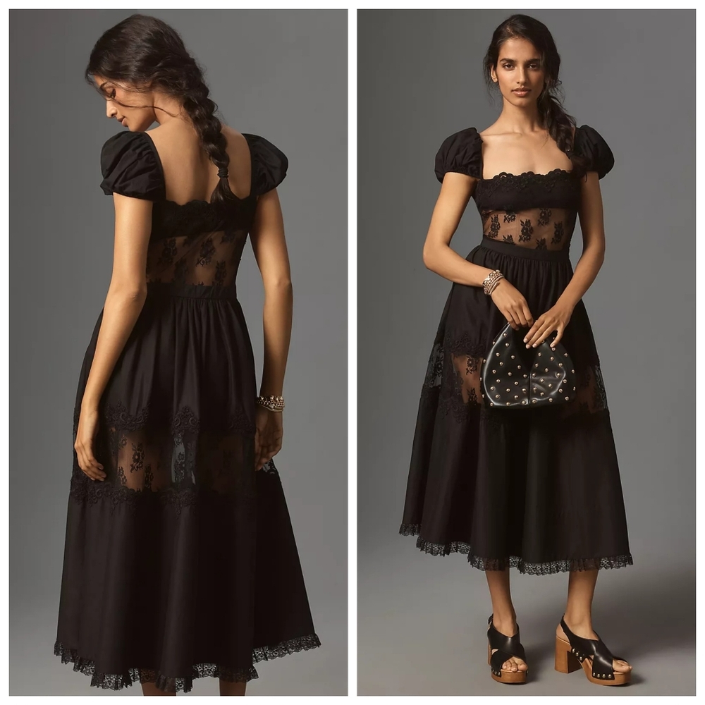 For Love & Lemons Liya Lace Midi Dress
